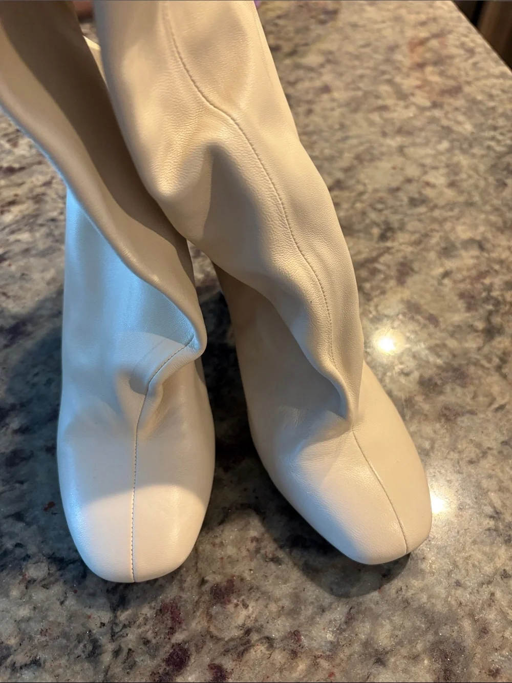 Zara Cream Over-the-Knee Fashion Boots